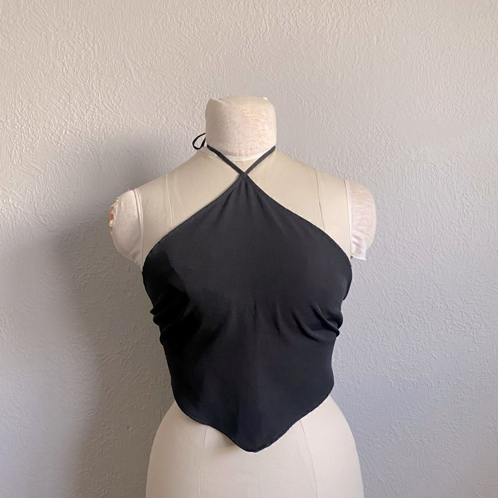 H&M Handkerchief Black Diamond Top Back/Neck Tie Size M